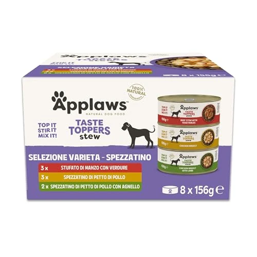 Zeitlich begrenztes Angebot: Applaws Premium Natürlich Nassfutter für Hunde, Getreidefrei Huhn, Rind, Lamm Selection mit Gemüse im Eintopf 8 x 156g Dose von 15.47 € auf 13.09 € (15% Rabatt)