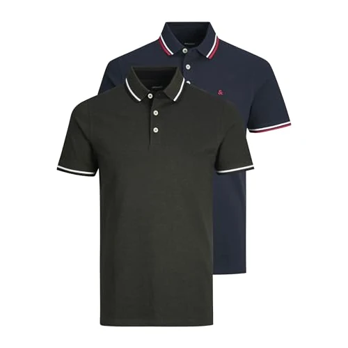 Offerta a tempo: JACK & JONES JJEPAULOS POLO SS 2PK MP NOOS, Polo-Shirt Uomo, Blu (Navy Blazer Pack:NavyBlazer+ForestNight(PLAY1), S - 53% da 57.99 € a 26.99 €