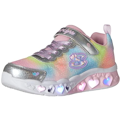 Skechers Mädchen Flutter Heart Lights Simply Love Sneaker, Silver Synthetic Mesh, 30 EU