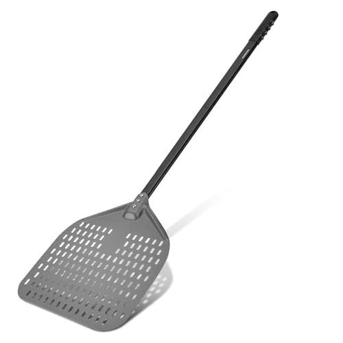 Offerta a tempo: Pala per pizza perforata, 12 pollici Pizza Paddle in alluminio anodizzato duro con manico lungo staccabile per sollevare pizza e prodotti da forno per forno, lunghezza imballaggio: 42 cm - 0.00% da 32.99 € a 32.99 €