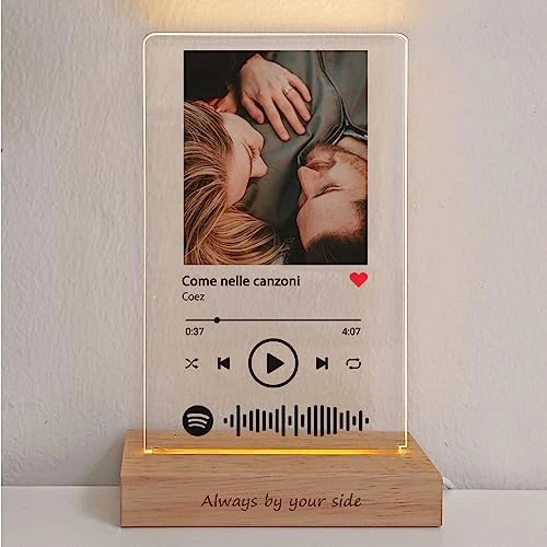 LAC Placa Spotify Personalizada Regalo Novia y Novio Navidad - Lampara Personalizada con Foto Regalo Aniversario Pareja
