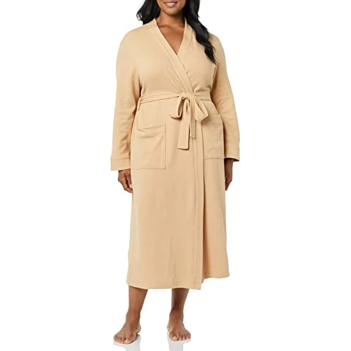 Offerta a tempo: Amazon Essentials Accappatoio Leggero A Nido d'Ape A Tutta Lunghezza (Taglie Forti Disponibili) Donna, Cammello Chiaro, XL Plus - 34% da 27.10 € a 17.95 €