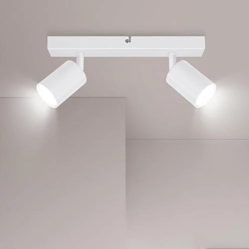 Offerta a tempo: Ketom Lampada Faretti da Soffitto Orientabili, GU10 Faretti LED da Soffitto Bianco, Moderna Plafoniera LED Faretti 2 Luce, Faretto da Parete Interno per Barra, Cameretta, Cucina, Senza Lampadina - 27% da 20.99 € a 15.33 €