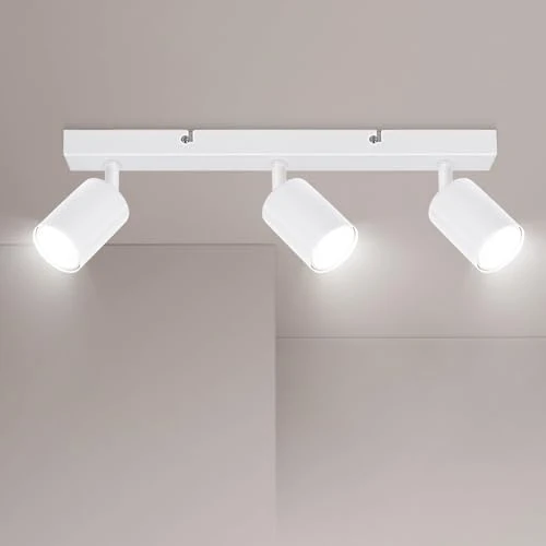Ketom Lampada Faretti da Soffitto Orientabili, GU10 Faretti LED da Soffitto Bianco, Moderna Plafoniera LED Faretti 3 Luce, Faretto da Parete Interno per Barra, Cameretta, Cucina, Senza Lampadina