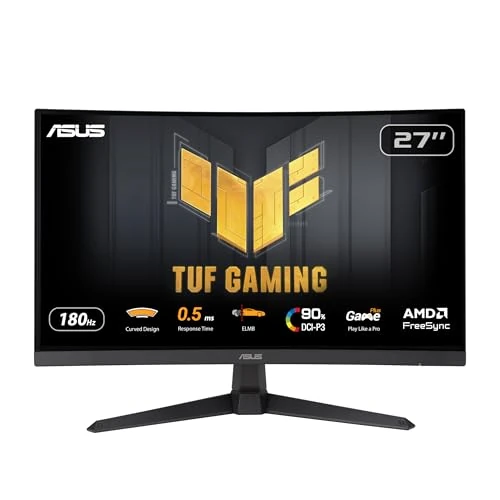 Offerta a tempo: ASUS TUF Gaming VG27WQ3B Monitor Curvo 27", Quad HD VA (2560x1440), 0,5 ms (GTG), 180Hz, Tecnologia Extreme Low Motion Blur, FreeSync, 90% DCI-P3, Nero - 23% da 219.00 € a 169.00 €
