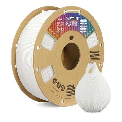 Offerta a tempo: OVERTURE PLA Filamenti 1.75mm per Stampanti 3D, 1kg Bobina (2.2lbs), Precisione Dimensionale +/- 0.02mm, Fit Most FDM Stampante (Bianco) - 20% da 21.99 € a 17.59 €