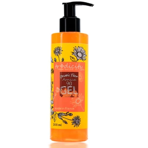 tradicity ORGANIC FARM - Arnica Montana Gel 200ml | Extra Strength Muscle Relief Balm | Skin Care & Wound Recovery | Vegan, Chemical-Free, Orange