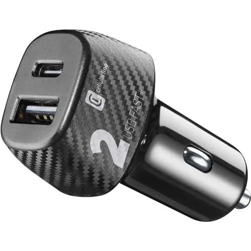 cellularline Car Multipower 2 Fast+ - iPhone, Samsung, Huawei and Other Smartphones and Tablets