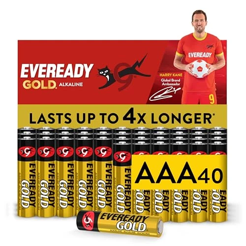 Zeitlich begrenztes Angebot: Eveready Gold von Energizer - Batterien AAA (40 Stück) - Hochleistungsbatterien 1,5V - Batterie für Haushalt und Büro - 100% plastikfreie Recycelbar Verpackung - 10 Jahre lagerfähig von 13.82 € auf 13.82 € (0.00% Rabatt)