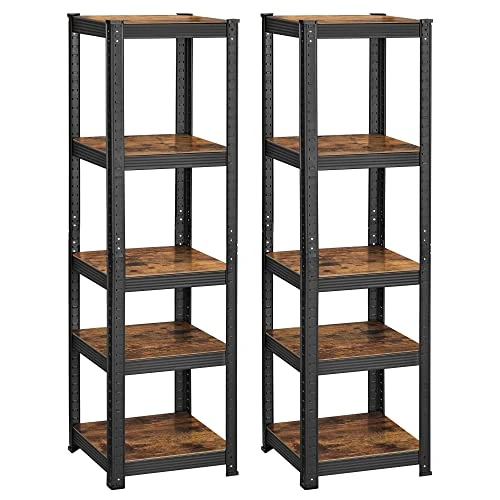 Oferta limitada: SONGMICS Juego de 2, Estantería de 5 Niveles, 37 x 37 x 150 cm, Carga de 400 kg, Estantes Ajustables, Estilo Natural, para Cocina, Salón, Marrón Rústico y Negro GLR037B02 de 45.99 € a 45.99 € (ahorro 0.00%)