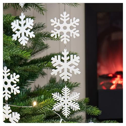 Offerta a tempo: COM-FOUR® 12x Decorazione natalizia - ciondolo stella di neve - decorazione da appendere per decorare l'albero di Natale - decorazione albero di Natale fiocco di neve - cristalli (bianco - 12 pezzi) - 20% da 9.49 € a 7.59 €