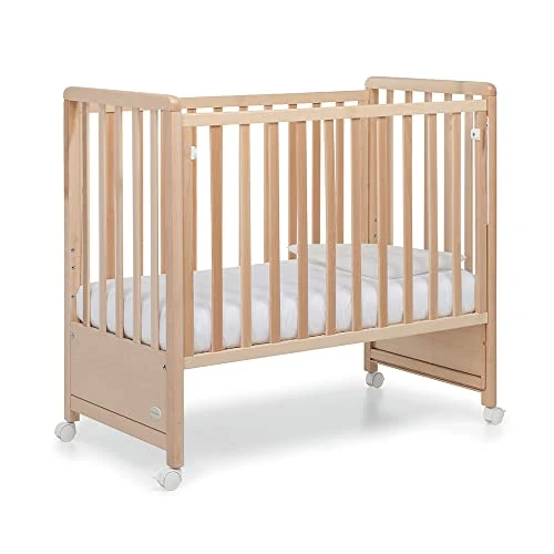 Offerta a tempo: Foppapedretti Lettino Culla Pikkoletto con Sponda a Scomparsa, Made in Italy, Legno di Faggio, per bambini dalla nascita a 36 mesi, rete a doghe regolabile a tre altezze, materasso incluso, Naturale — 25% da 349,00 € a 262,99 €