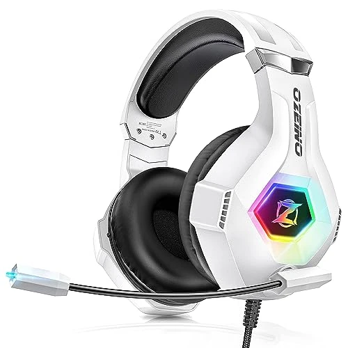 Offre limitee: Ozeino Casque de Jeu avec Microphone Doux, Son Surround Clair, Casque réglable léger et Confortable, Casque pour Ps5 Ps4 PC Xboxone/X/S Switch Tablette avec lumière RVB de 28.77 EUR a 28.77 EUR (economie 0%)