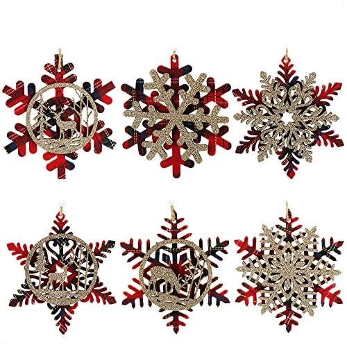Offre limitee: com-four® Lot de 6 pendentifs en Bois pour décorations de Sapin de Noël - Décorations de Sapin de Noël pour la décoration - Décorations de Sapin de Noël au Design Flocon de Neige de 6.71 EUR a 6.71 EUR (economie 0%)