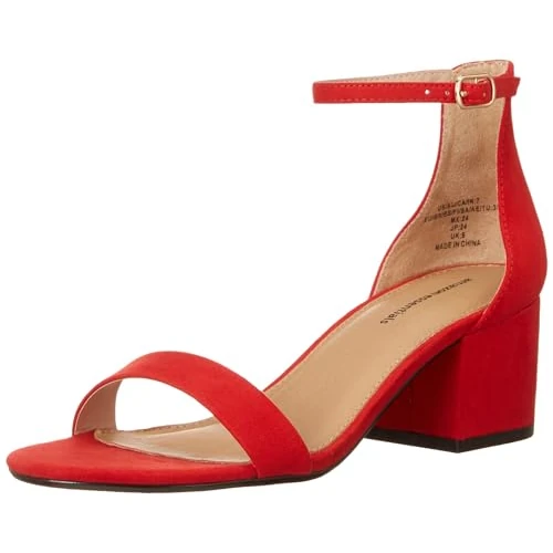 Amazon Essentials Dames sandaal met twee riempjes, helder klaproos rood, 44.5 EU Breed