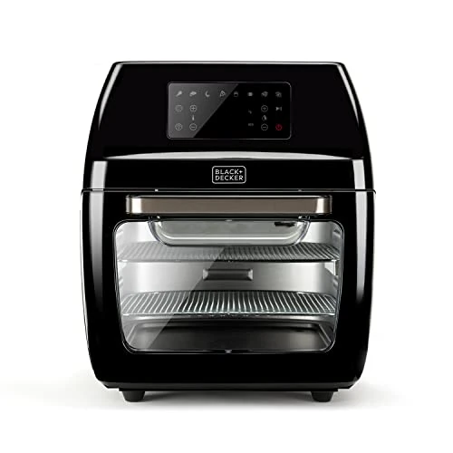 BLACK+DECKER | Heißluftfritteuse und Backofen |BXAFO1200E | 1700W | 12L | Einstellbare Temperatur 40º-200ºC | 8 voreingestellte Programme | Transparente Tür | Spülmaschinengeeignet | Zubehör