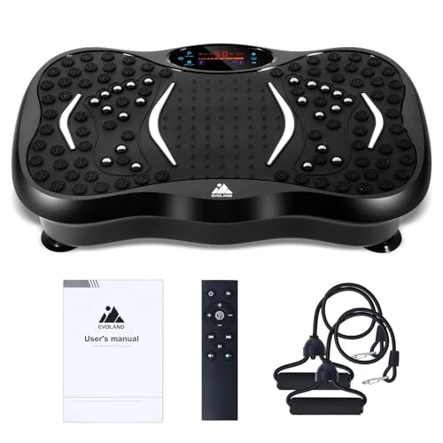 3D Vibration Plate, Vibration Fitness Trainer with Quiet Motor, Equipment for Full Body Exercise, Home Training, 5 Program Modes, Bluetooth Speaker, 2 Resistance Bands, 330 lb Max. Load