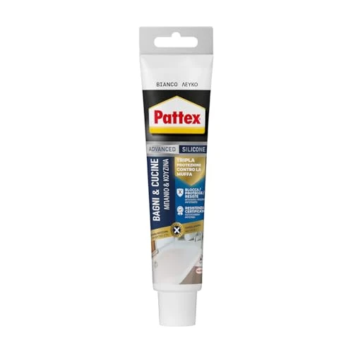 PATTEX Sealant Bathrooms & Kitchens 3x Protection, White, 50 ml