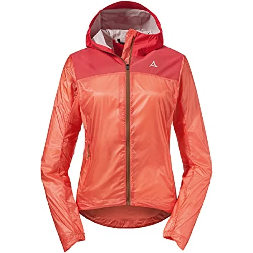 Schöffel W Hybrid Jacket Flow Trail Rot - Strapazierfähige leichte Damen Fahrradjacke, Größe 36 - Farbe Georgia Peach