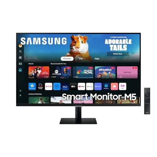 Offerta a tempo: Samsung Smart Monitor M5 (S27DM502), Flat 27'', 1920x1080 (Full HD), Smart Hub con app di streaming, Office 365, Gaming Hub, Speaker integrati, Telecomando, WiFi, HDMI, USB - 49% da 259.00 € a 132.00 €