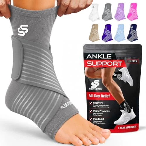 Offerta a tempo: Sleeve Stars Cavigliera Ortopedica per Distorsione - Cavigliera Sportiva, Rimedio Fascite Plantare e Tendine d'Achille, Fascia Elastica Caviglia con Cinturino per Uomo e Donna (1, Grigio, One Size) - 0.00% da 18.95 € a 18.95 €