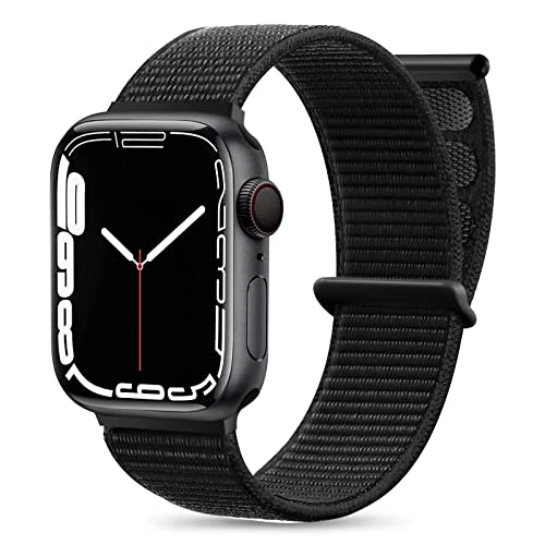 Maledan Nylon Cinturino Compatibile con Apple Watch Cinturino 42mm 44mm 45mm 46mm 49mm 38mm 40mm 41mm, Regolabile Sport Band per iWatch Series 11 10 9 8 7 6 5 4 3 SE, 42mm/44mm/45mm/49mm, Nero