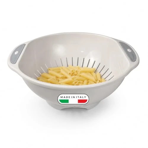 Offre limitée : Snips Passoire à Pâtes Ø 28 cm, Passoire Cuisine avec Pieds et Poignées, Égouttoir Plastique pour Pâtes, Légumes et Fruits, Blanc et Gris, Lave-Vaisselle, Made in Italy de 8.99 € à 8.99 € (0.00% de remise)