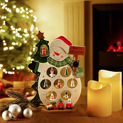 Offre limitee: com-four Mini bonhomme de neige en bois - Décoration décorative - Présentoir avec de nombreux ornements à suspendre - Figurine de bonhomme de neige artificielle pour le bureau (01 pièce - Bonhomme de de 11.99 EUR a 10.07 EUR (economie 16%)