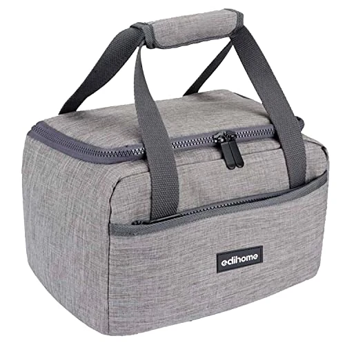 Offerta a tempo: edihome, Borsa Termica Porta Pranzo, Borsa Frigo Piccola, 8L, Lunch Box, Termico, Borsetta, per Lavoro, per Viaggio, Blu, Beige, Nero e Grigio (Grigio) - 0.00% da 12.99 € a 12.99 €