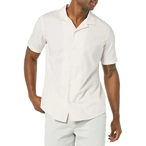 Offerta a tempo: Amazon Essentials Camicia da resort da uomo in cotone con bottoni, maniche corte, rosa, XXL - 0.00% da 32.20 € a 32.20 €