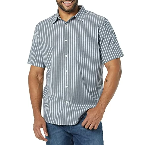 Oferta limitada: Amazon Essentials Camisa de Popelina elástica, Manga Corta (Disponible en Tallas Grandes) Hombre, Color Carbón Blanco Rayas Verticales, XS de 10.47 € a 10.47 € (ahorro 0.00%)