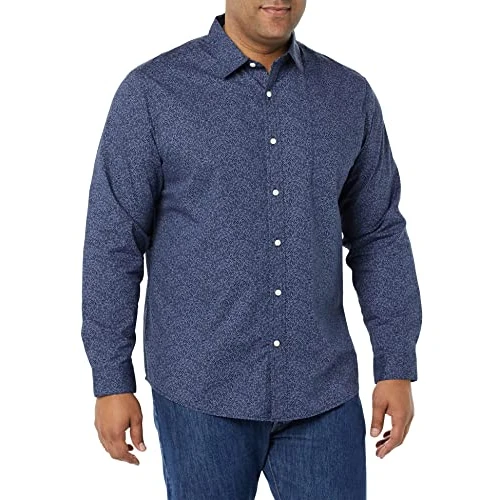 Offerta a tempo: Amazon Essentials Camicia in Popeline Elasticizzato A Manica Lunga dalla vestibilità Regolare Uomo, Blu Marino Floreale, XS - 0.00% da 15.72 € a 15.72 €