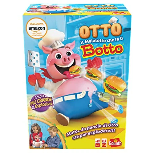 GOLIATH Otto das Schweinchen + Puzzle (Exklusive Amazon), Brettspiele ab 4 Jahren, Kinderspielzeug, Spielzeug für Kinder, Lassen Sie das Schwein Essen, bis er seinen Bauch zerbricht, Geschenk für