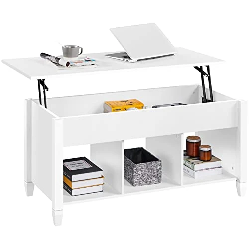 Offerta a tempo: Yaheetech Tavolino da Caffè Sollevabile Tavolo da Salotto Elevabile Mobile da Divano con Ripiano Rialzabile Moderno Mobiletto Soggiorno Portaoggetti 104 x 49,5 x 49-62 cm Bianco - 21% da 71.99 € a 56.79 €