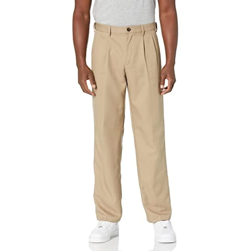 Offerta a tempo: Amazon Essentials Pantaloni da Abito con Pinces con Vita Espandibile in Vita e Vestibilità Classica Uomo, Marrone Kaki, 56W / 28L - 0.00% da 27.51 € a 27.51 €