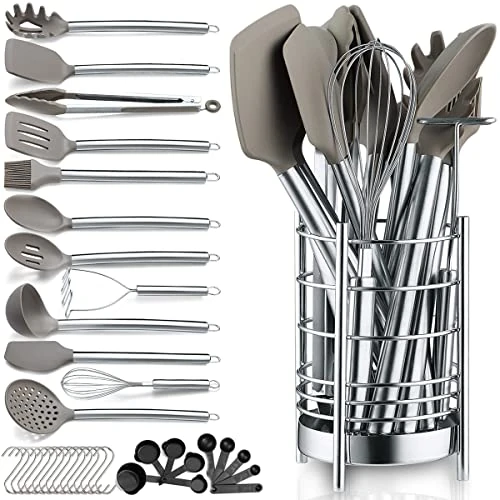 Offre limitee: Berglander Ensemble d'ustensiles de cuisine 38 pièces en silicone antiadhésif, ensemble de spatule cuillère avec porte-ustensiles en acier inoxydable robuste, lavable au lave-vaisselle de 37.99 EUR a 28.37 EUR (economie 25%)