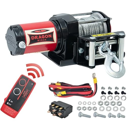 Zeitlich begrenztes Angebot: Dragon Winch Elektrische Seilwinde Maverick 12V 3000 lbs / 1360 kg, mit Stahlseil 10m für Off-road Quads, ATV, UTV | Wasser- und Sandfest einschließlich kabelloser Fernbedienung + Winde Zubehör von 159.00 € auf 99.00 € (37.74%