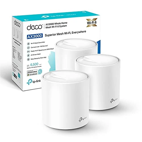 TP-Link Deco X50 Mesh WiFi 6 AX3000Mbps Dual Band, Copertura fino a 600m², Ottimale per Casa Grande, Connetti più di 150 Dispositivi, 3 Porte Gigabit, OFDMA, MU-MIMO, WPA3, HomeShield, 3pz