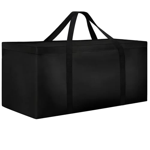 Dokon Sac de coussin de jardin imperméable pour sapin de Noël, tissu Oxford résistant, anti-UV, sac à coussins d'extérieur, grand (125 x 40 x 55 cm) - Noir