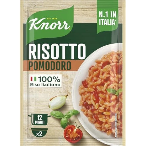 Knorr Risotto aus Tomaten, Risotto mit natürlichen Zutaten, 100% italienischer Reis und Getreide am Zahn, Zubereitung in einem Topf oder in der Mikrowelle, 175 g, 2 Portionen
