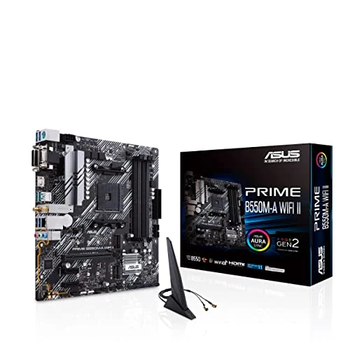 Offre limitée : ASUS Prime B550M-A WI-FI II – Carte mère AMD B550 Ryzen AM4 Micro ATX (2 x M.2, PCIe 4.0, DDR4 4400, Intel WiFi 6, 1 GB Ethernet, HDMI/D-Sub/DVI, USB 3.2 Gen 2 Type-A, Aura Sync RGB) de 89.99 € à 89.99 € (0.00% de remise)