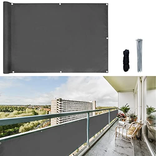 Zeitlich begrenztes Angebot: CCLIFE Balkon Sichtschutz 90x500 cm, Anthrazit, mit Ösen von 14.99 € auf 10.99 € (27% Rabatt)