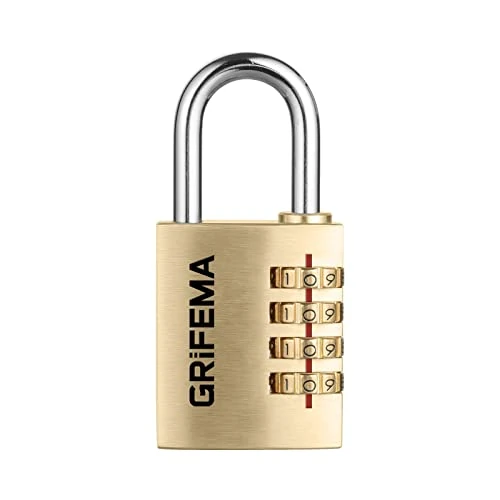 GRIFEMA GA1005 Lucchetto di Sicurezza, Lucchetto a Combinazione a 4 Cifre per Scuola, Palestra, Recinzione, Valigetta e Cassetta degli Attrezzi, Oro, Bronzo