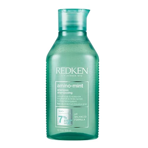 Redken, Champú de Menta Anti Grasa, Limpia y purifica el cabello graso y largos sensibilizados, Refresca las raíces y No aporta peso, Amino Mint, 300 ml