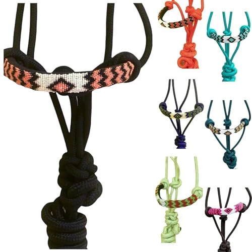 Offerta a tempo: Majestic Ally Capezza imbottita in corda intrecciata con perline e guinzaglio abbinato da 2,5 m (nero) - 0.00% da 30.15 € a 30.15 €