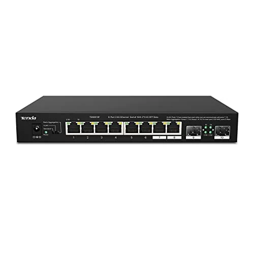 Oferta limitowana: Tenda TEM2010F 10-portowy router Multigigabit 2.5G, 2 porty SFP, VLAN, agregacja statyczna, kompatybilny z urządzeniami 2.5G, montaż na pulpicie/ścianie, Plug and Play, metalowa obudowa, czarny z 284.96 zł na 284.96 zł (oszczędź 0.00%)