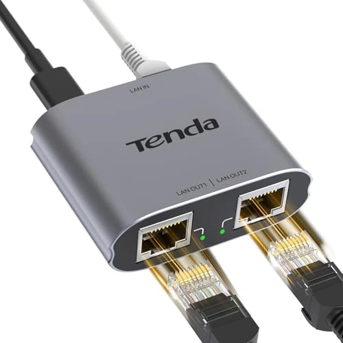 Tenda Switch Ethernet 1 a 2, RJ45 2 Porte 1000 Mbps Switch di Rete LAN Gigabit, Splitter di Rete Cat5/5e/6/7/8, Distribuitore di Cavi Gigabit Ethernet per Computer, Router (SG103M