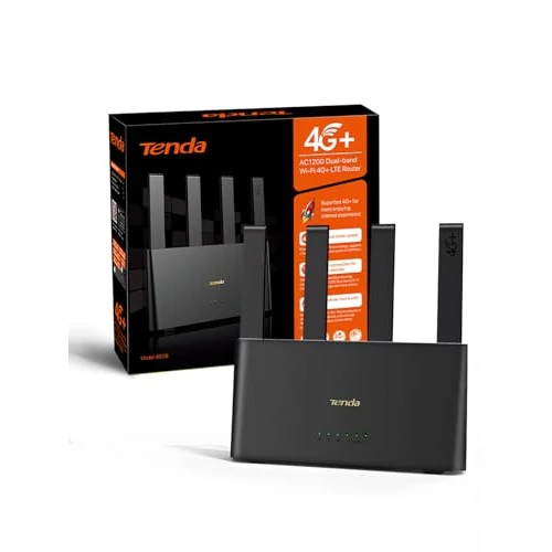Tenda 4G08 4G08 Router 4G+ SIM, AC1200 CAT6 dwuzakresowy router do 300 Mb/s, router Nano SIM z 4 antenami zewnętrznymi, port Gigabit LAN/WAN, OpenVPN, MU-MIMO, Mesh Wi-Fi+, Plug & Play