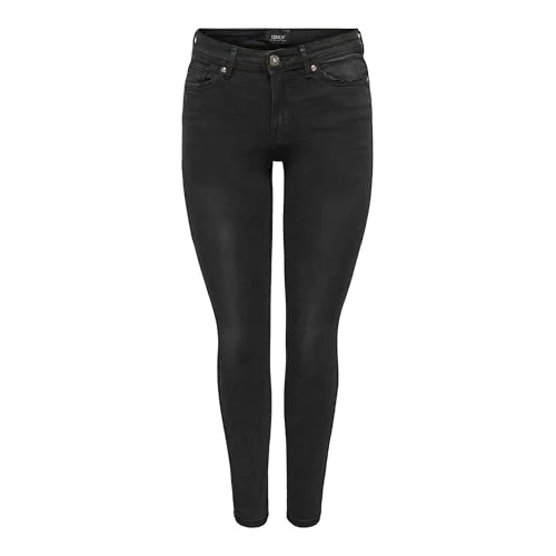 ONLY Wauw Life Mid Donna Jeans Nero W32L32 56% Cotone, 39% Poliestere, 3% Viscosa, 2% elasthane Skinny
