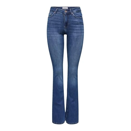 Offerta a tempo: ONLY Onlblush Mid Flared DNM Tai021 Noos, Jeans Donna, Dark Blue Denim, XS / 32L - 52% da 49.99 € a 23.99 €